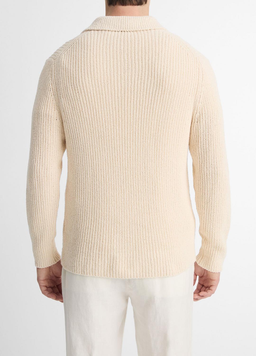 Shaker Italian Cotton-Blend Polo Sweater in Sweaters