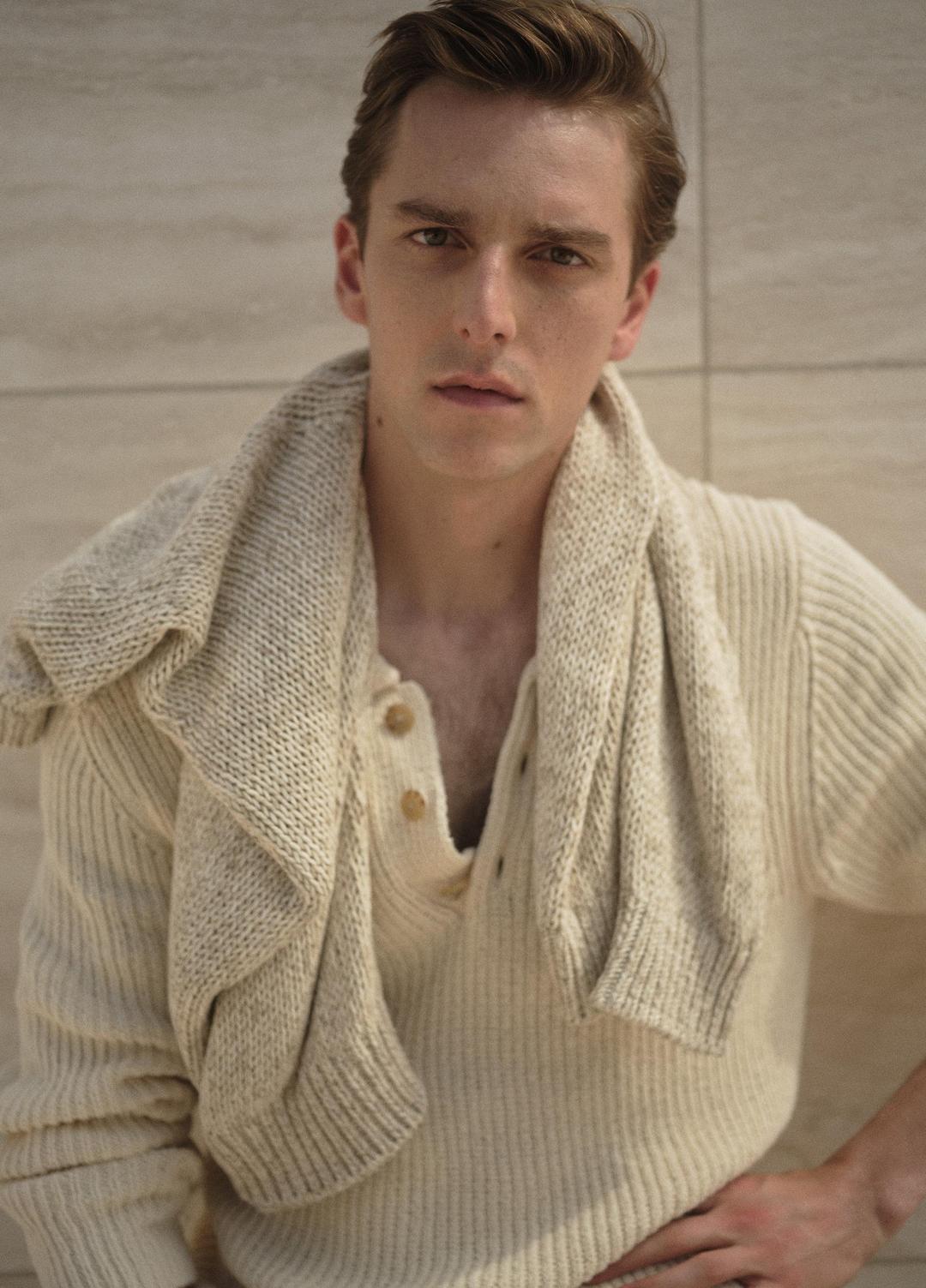 Shaker Italian Cotton-Blend Polo Sweater in Sweaters
