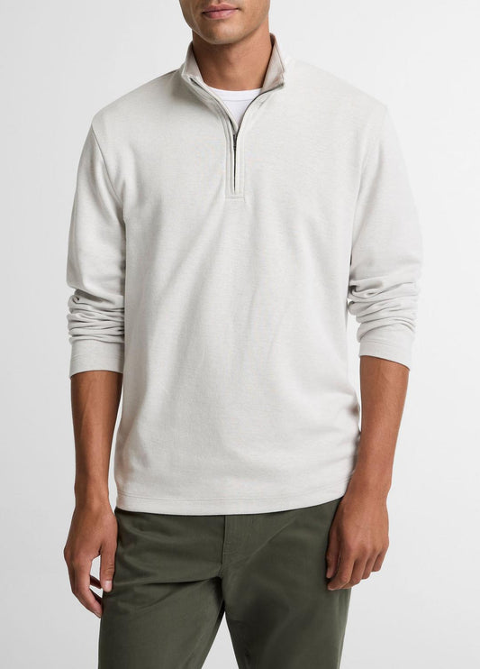 Double-Face Cotton-Blend Quarter-Zip Pullover in Quarter Zip