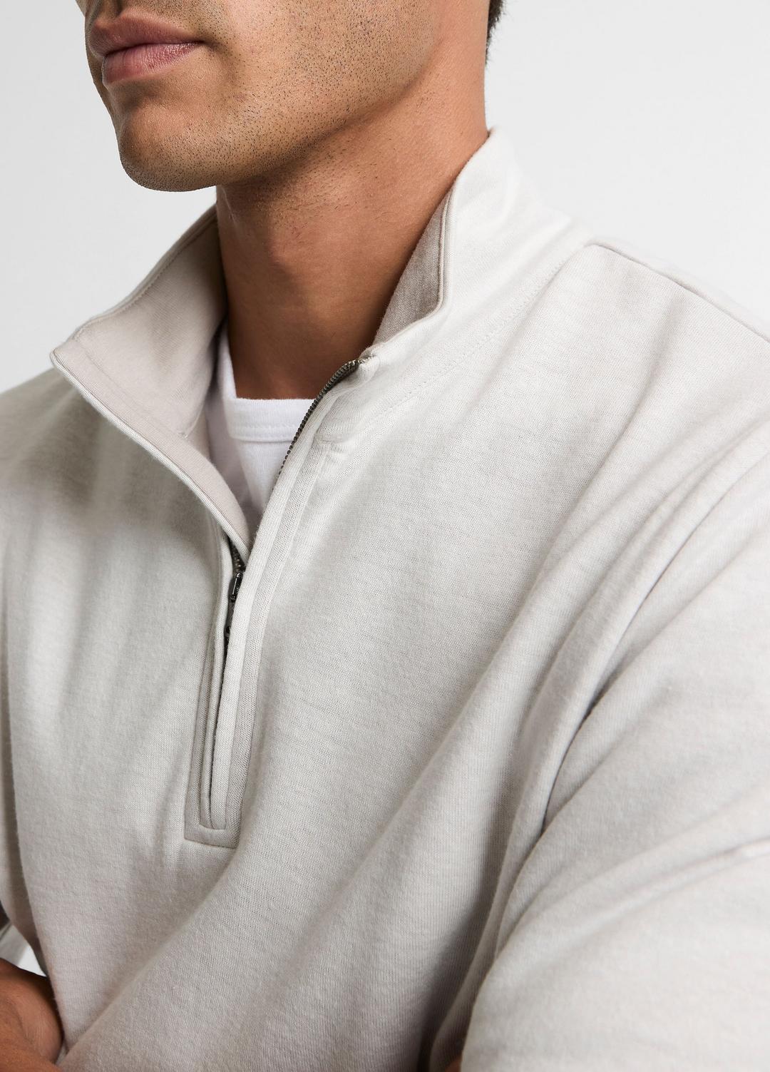 Double-Face Cotton-Blend Quarter-Zip Pullover in Quarter Zip