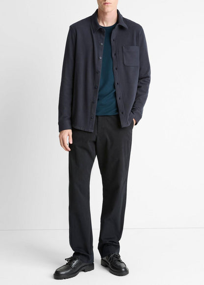 Knit Cotton-Blend Button-Front Shirt in Long Sleeve