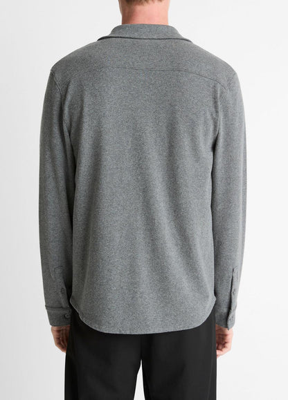 Knit Cotton-Blend Button-Front Shirt in Long Sleeve