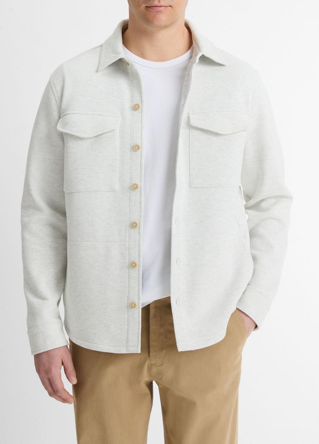 Double-Knit Cotton-Blend Piqué Shirt Jacket in Shirt Jackets