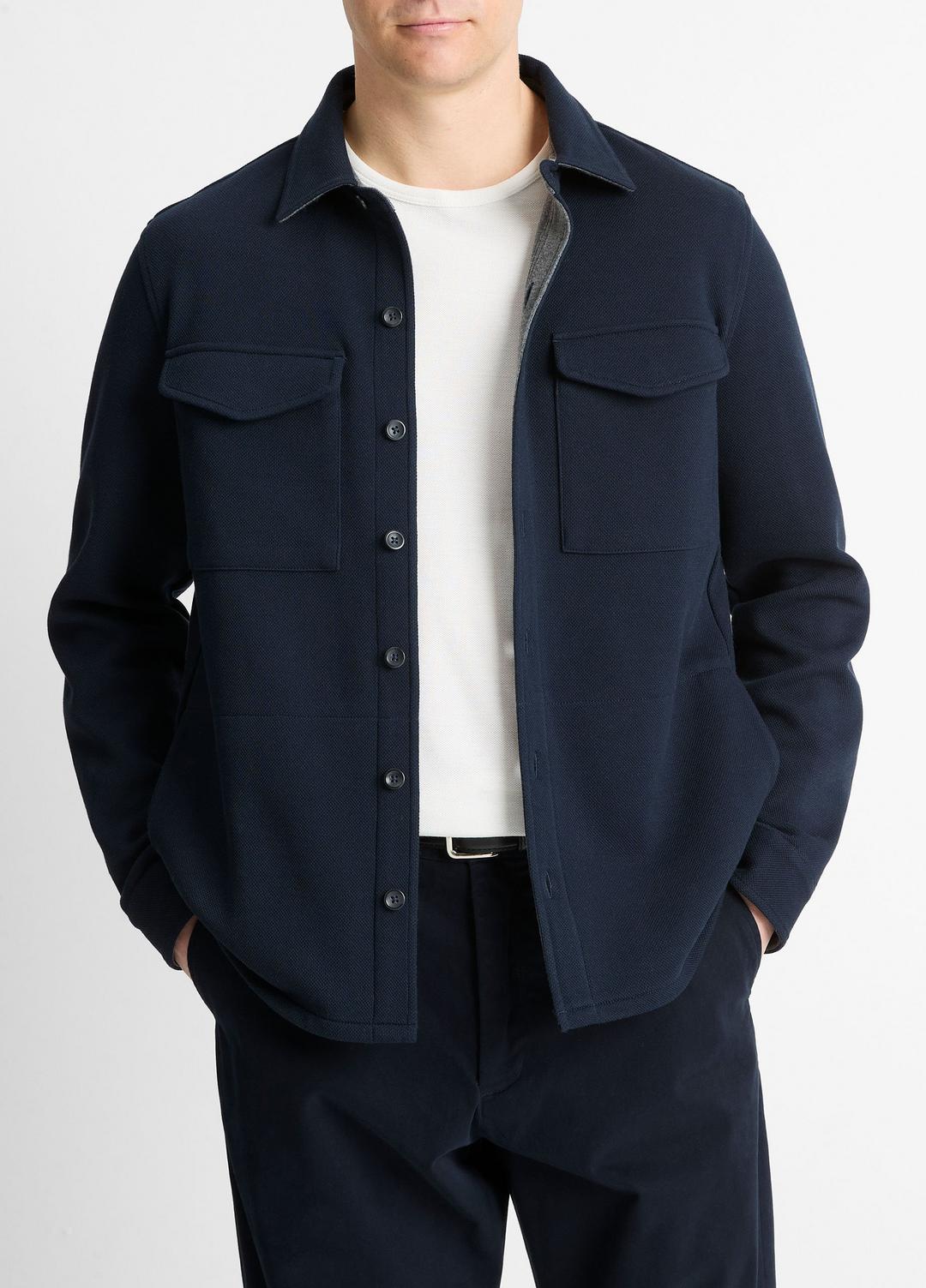 Double-Knit Cotton-Blend Piqué Shirt Jacket in Shirt Jackets