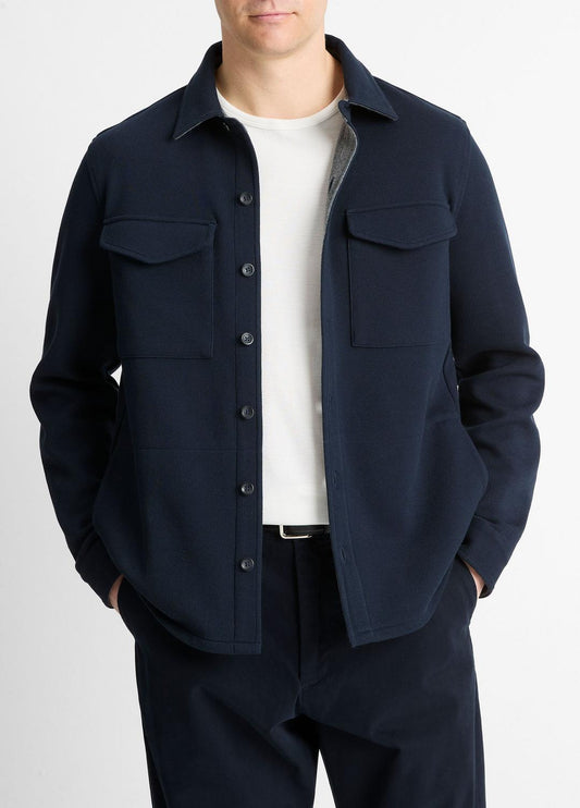 Double-Knit Cotton-Blend Piqué Shirt Jacket in Shirt Jackets