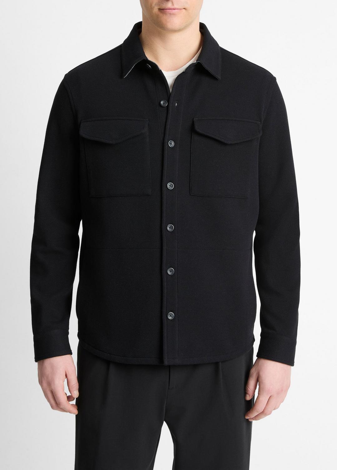 Double-Knit Cotton-Blend Piqué Shirt Jacket in Shirt Jackets