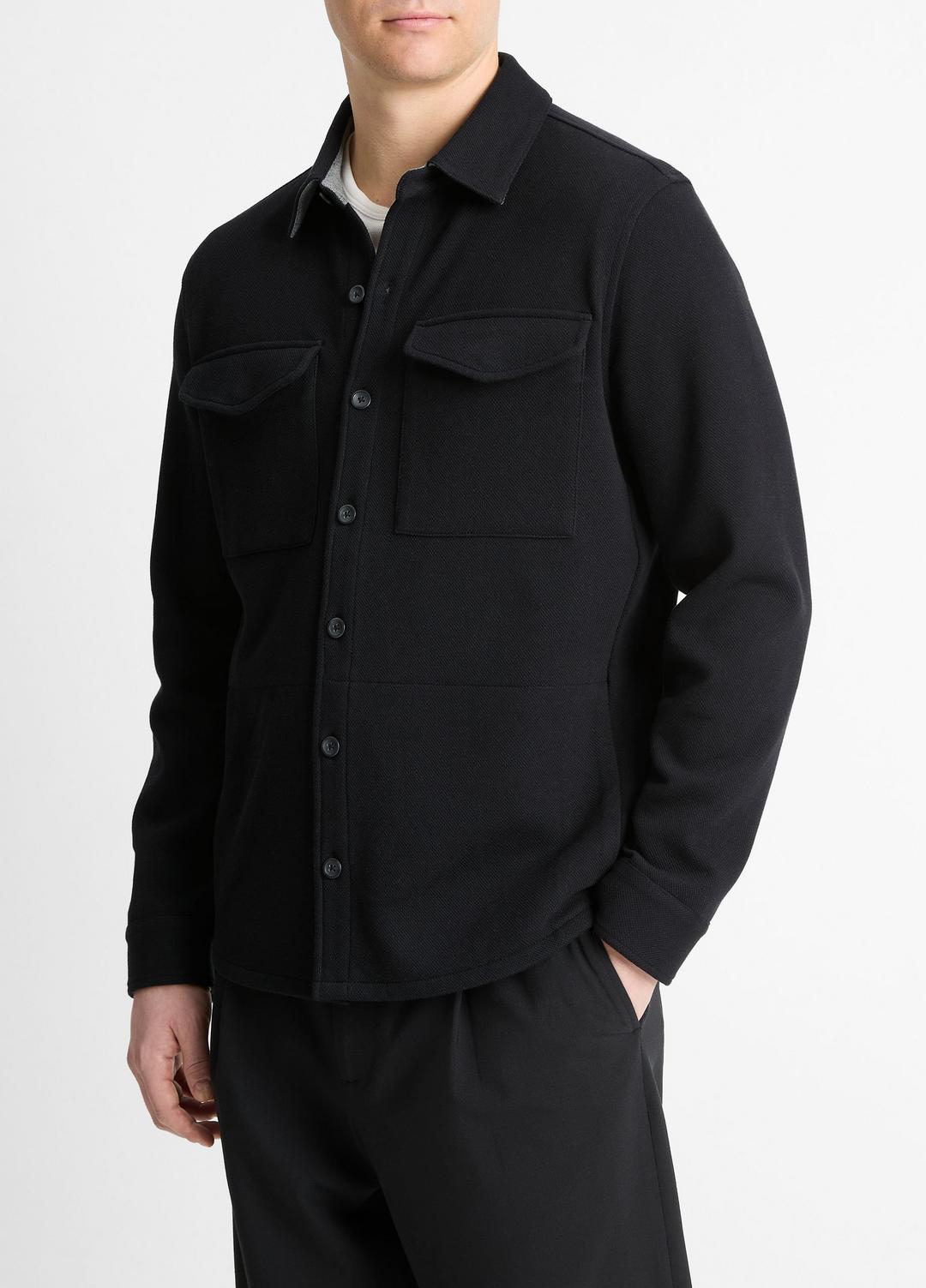 Double-Knit Cotton-Blend Piqué Shirt Jacket in Shirt Jackets