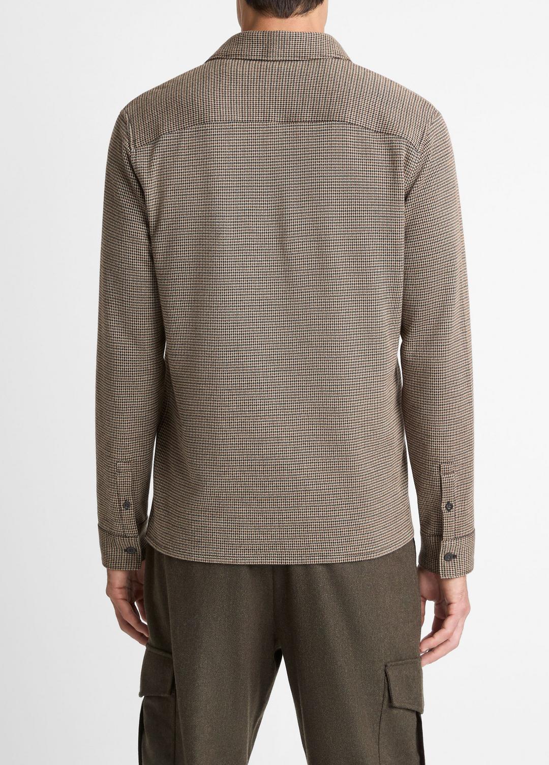 Houndstooth Cotton-Blend Button-Front Shirt in Long Sleeve
