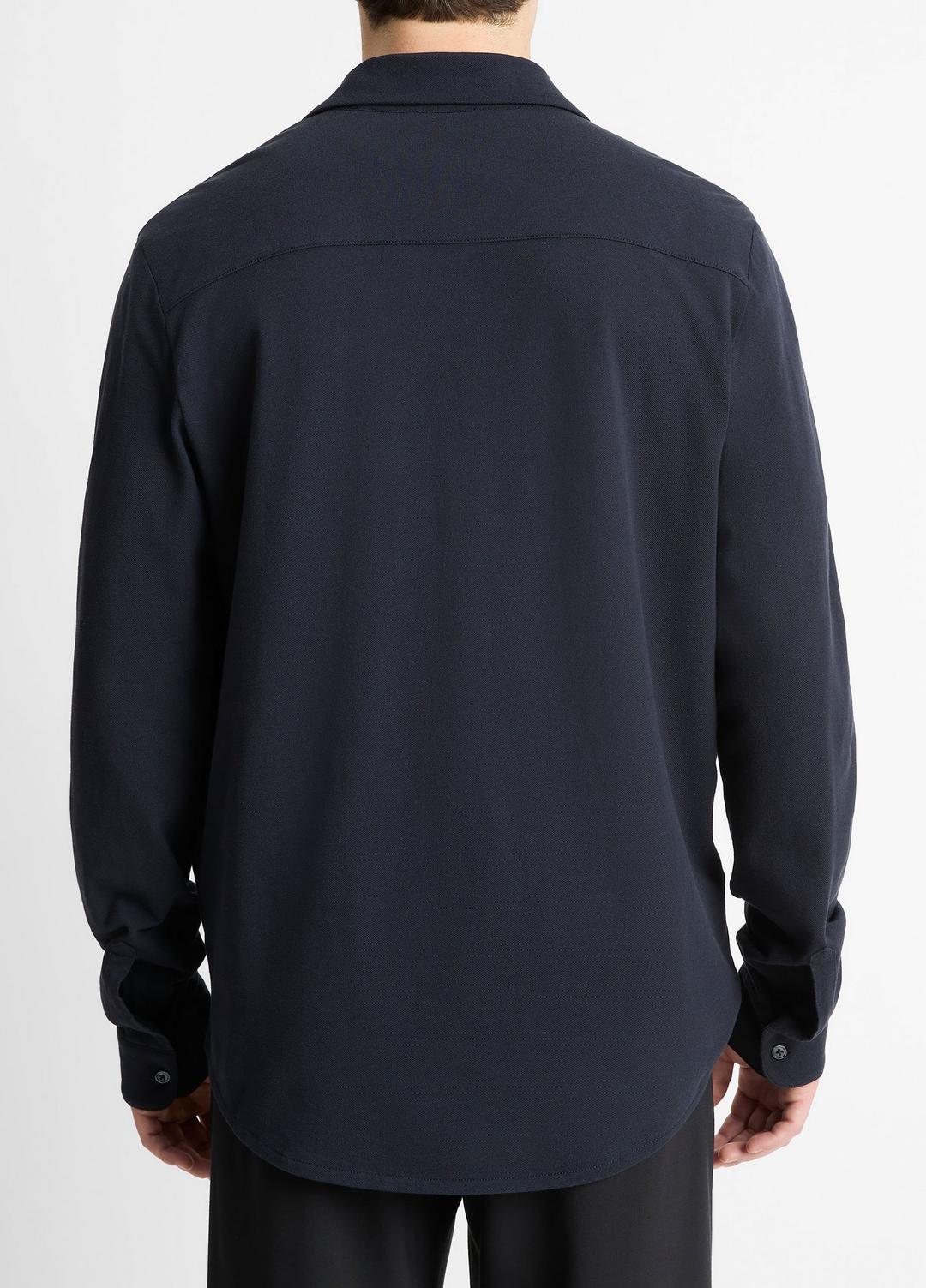 Cotton Piqué Button-Front Shirt in Long Sleeve