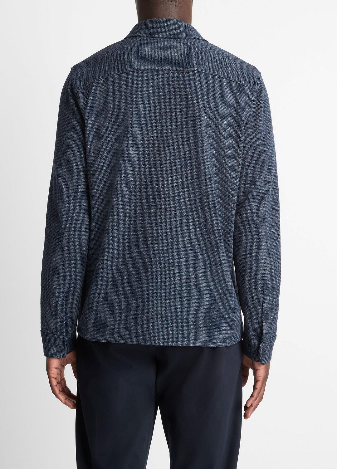Houndstooth Cotton-Blend Button-Front Shirt in Long Sleeve