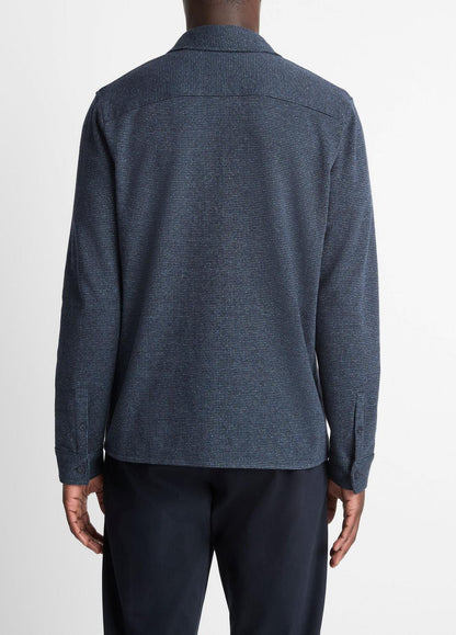 Houndstooth Cotton-Blend Button-Front Shirt in Long Sleeve