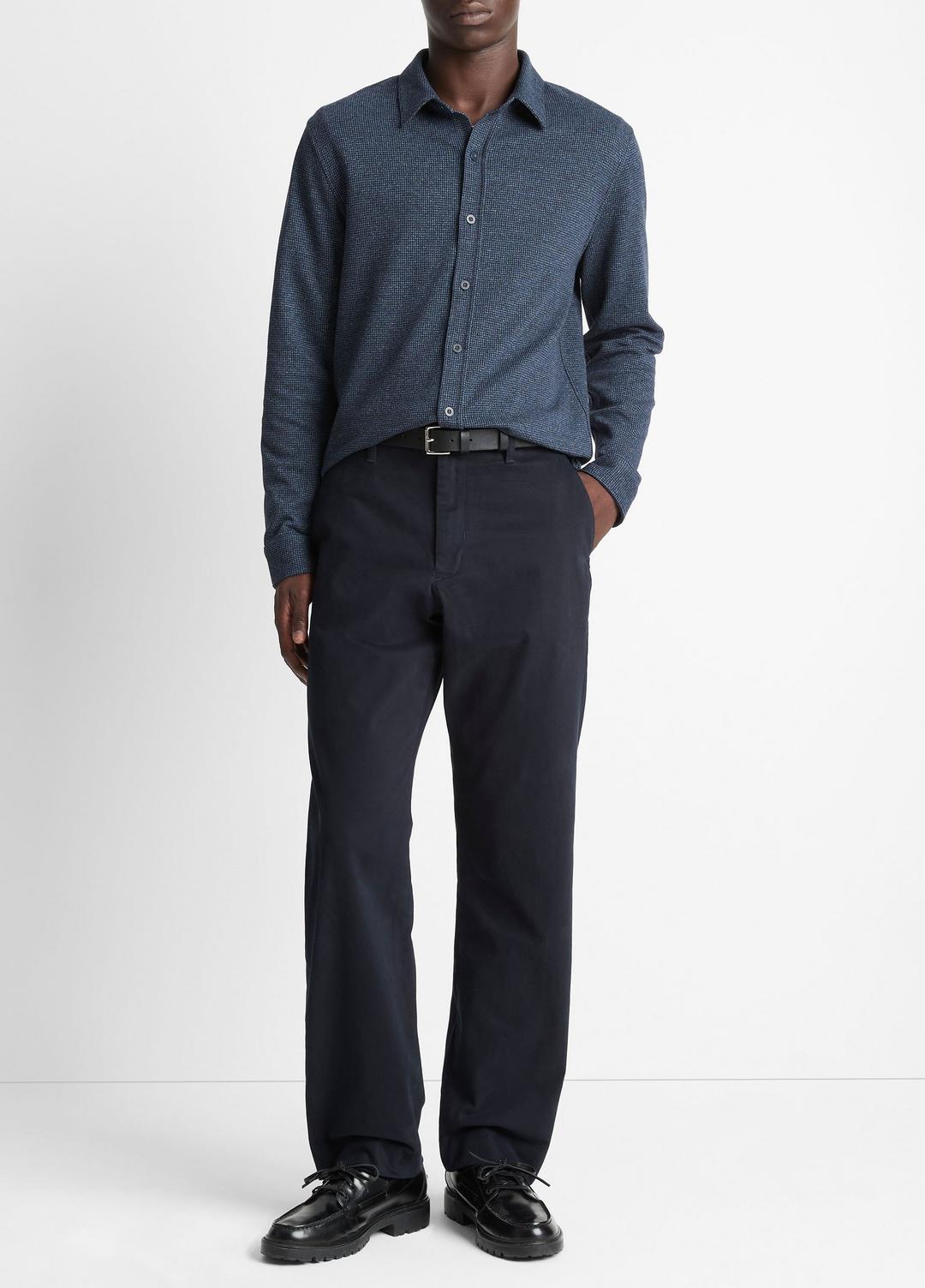 Houndstooth Cotton-Blend Button-Front Shirt in Long Sleeve