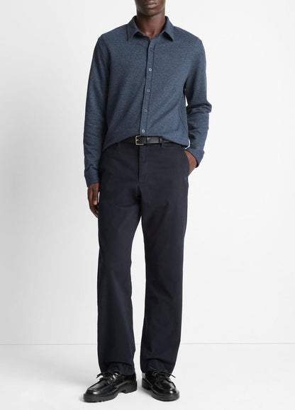 Houndstooth Cotton-Blend Button-Front Shirt in Long Sleeve