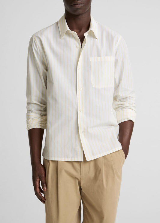 Striped Cotton-Blend Poplin Button-Front Shirt in Long Sleeve