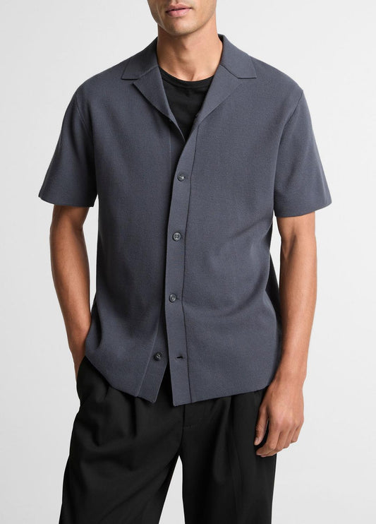 Merino Wool Cabana Shirt  in Short Sleeve