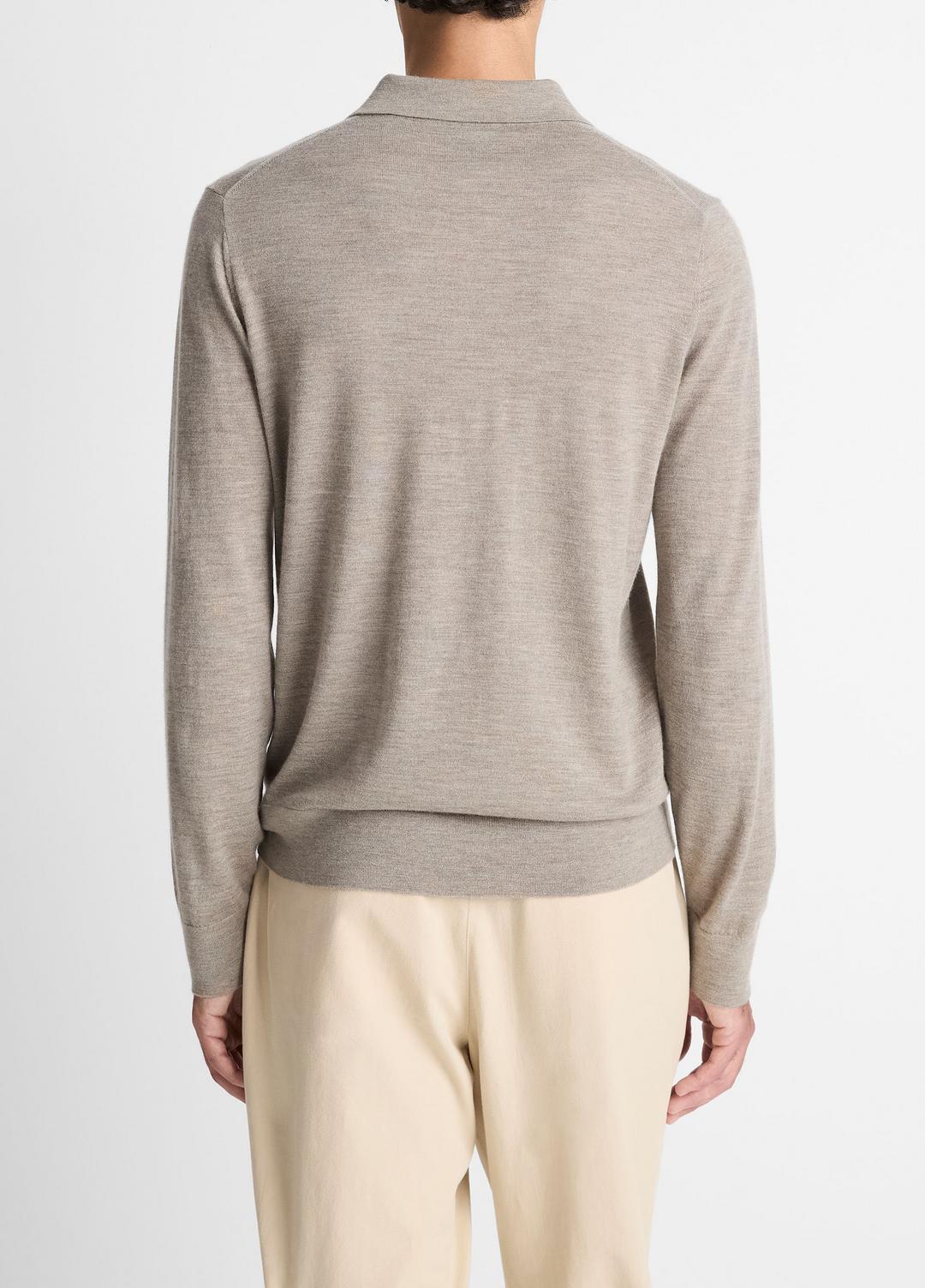 Featherweight Merino Wool-Cashmere Polo Sweater in Long Sleeve
