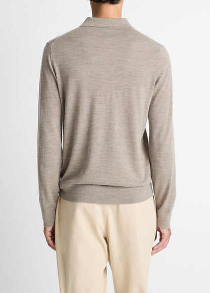 Featherweight Merino Wool-Cashmere Polo Sweater in Long Sleeve
