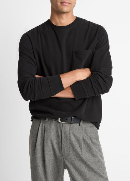 Sueded Jersey Long-Sleeve Pocket T-Shirt in Long Sleeve