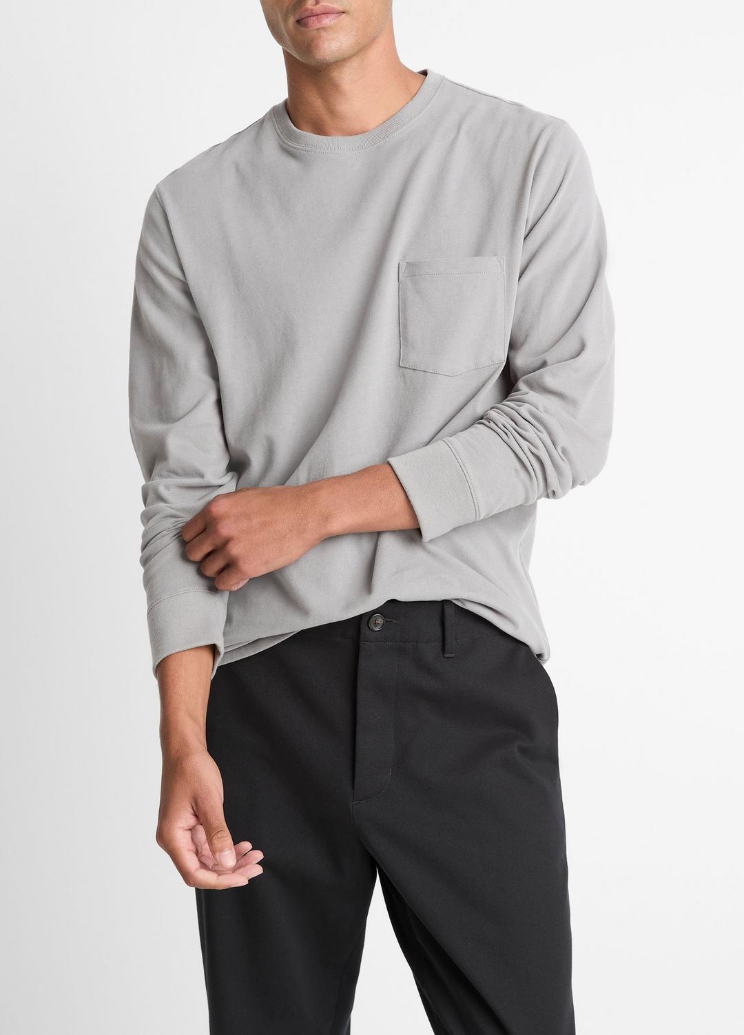 Sueded Jersey Long-Sleeve Pocket T-Shirt in Long Sleeve