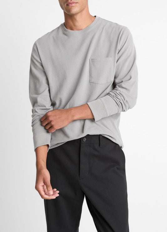 Sueded Jersey Long-Sleeve Pocket T-Shirt in Long Sleeve