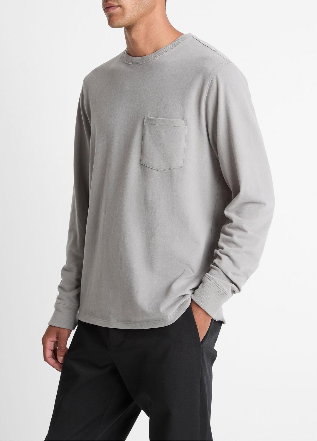 Sueded Jersey Long-Sleeve Pocket T-Shirt in Long Sleeve