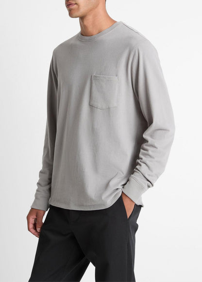 Sueded Jersey Long-Sleeve Pocket T-Shirt in Long Sleeve