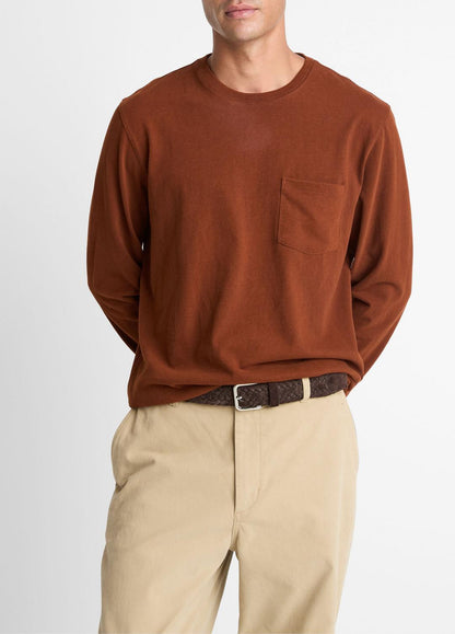 Sueded Jersey Long-Sleeve Pocket T-Shirt in Long Sleeve