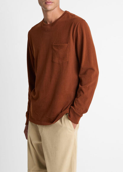 Sueded Jersey Long-Sleeve Pocket T-Shirt in Long Sleeve