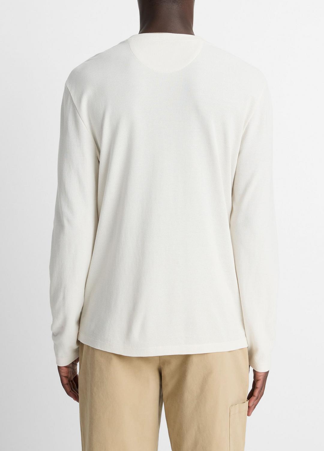 Micro-Waffle Pima Cotton Double-Collar Long-Sleeve T-Shirt in Long Sleeve