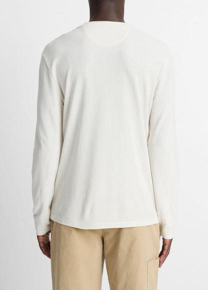 Micro-Waffle Pima Cotton Double-Collar Long-Sleeve T-Shirt in Long Sleeve