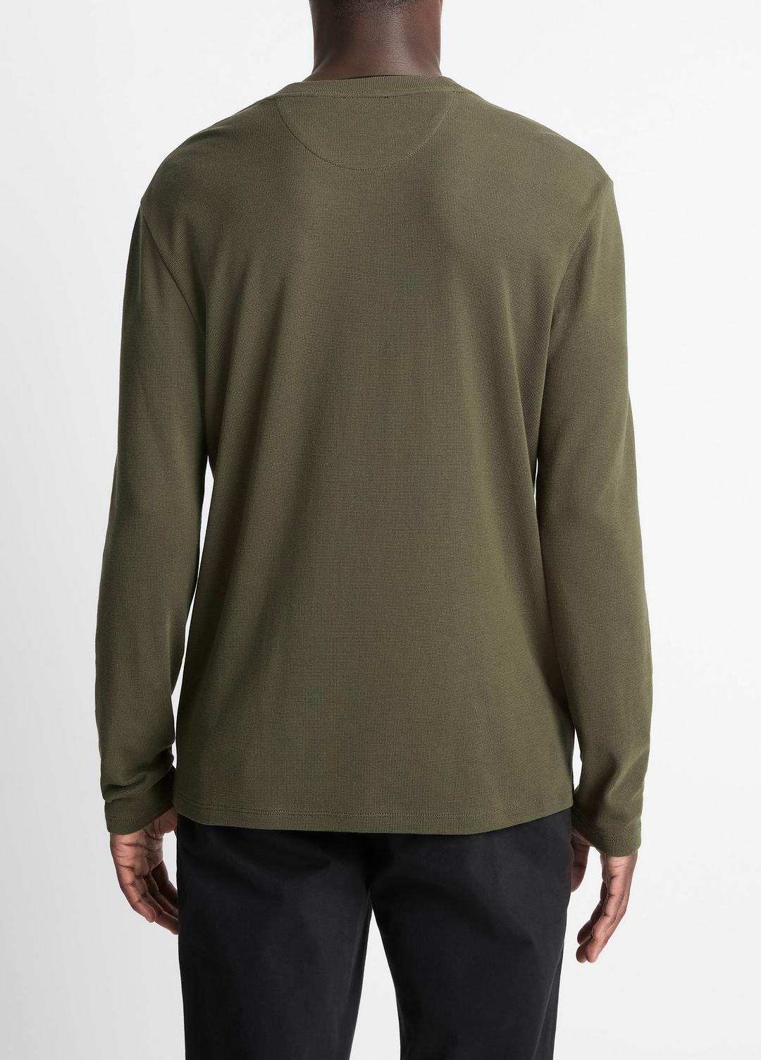 Micro-Waffle Pima Cotton Double-Collar Long-Sleeve T-Shirt in Long Sleeve