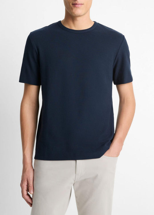 Pima Cotton Piqué Crew Neck T-Shirt in Short Sleeve