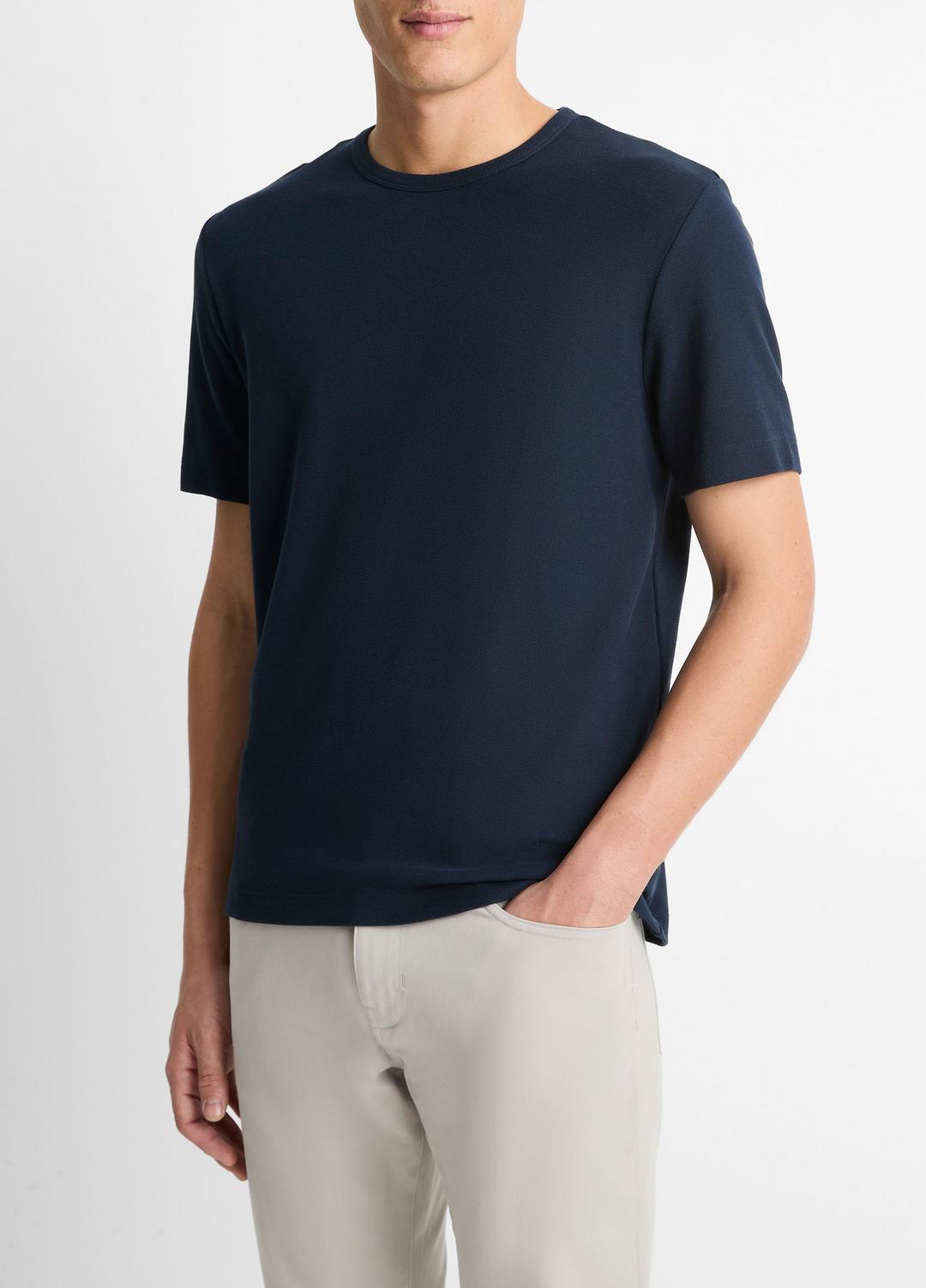 Pima Cotton Piqué Crew Neck T-Shirt in Short Sleeve