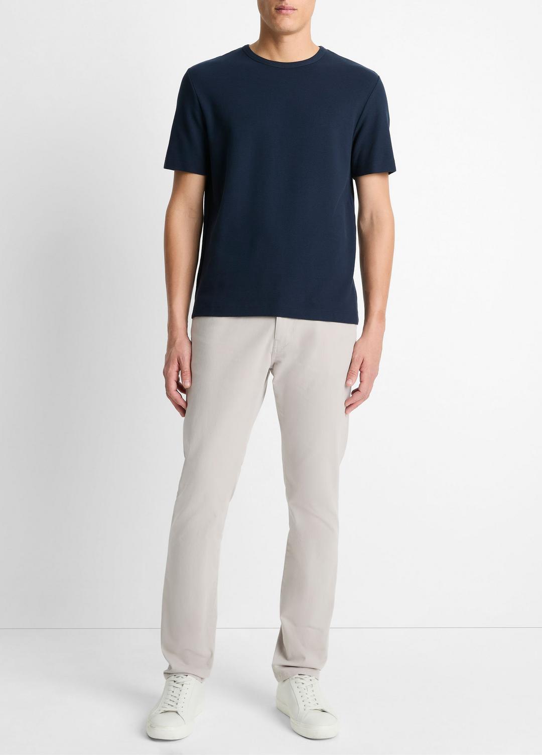 Pima Cotton Piqué Crew Neck T-Shirt in Short Sleeve