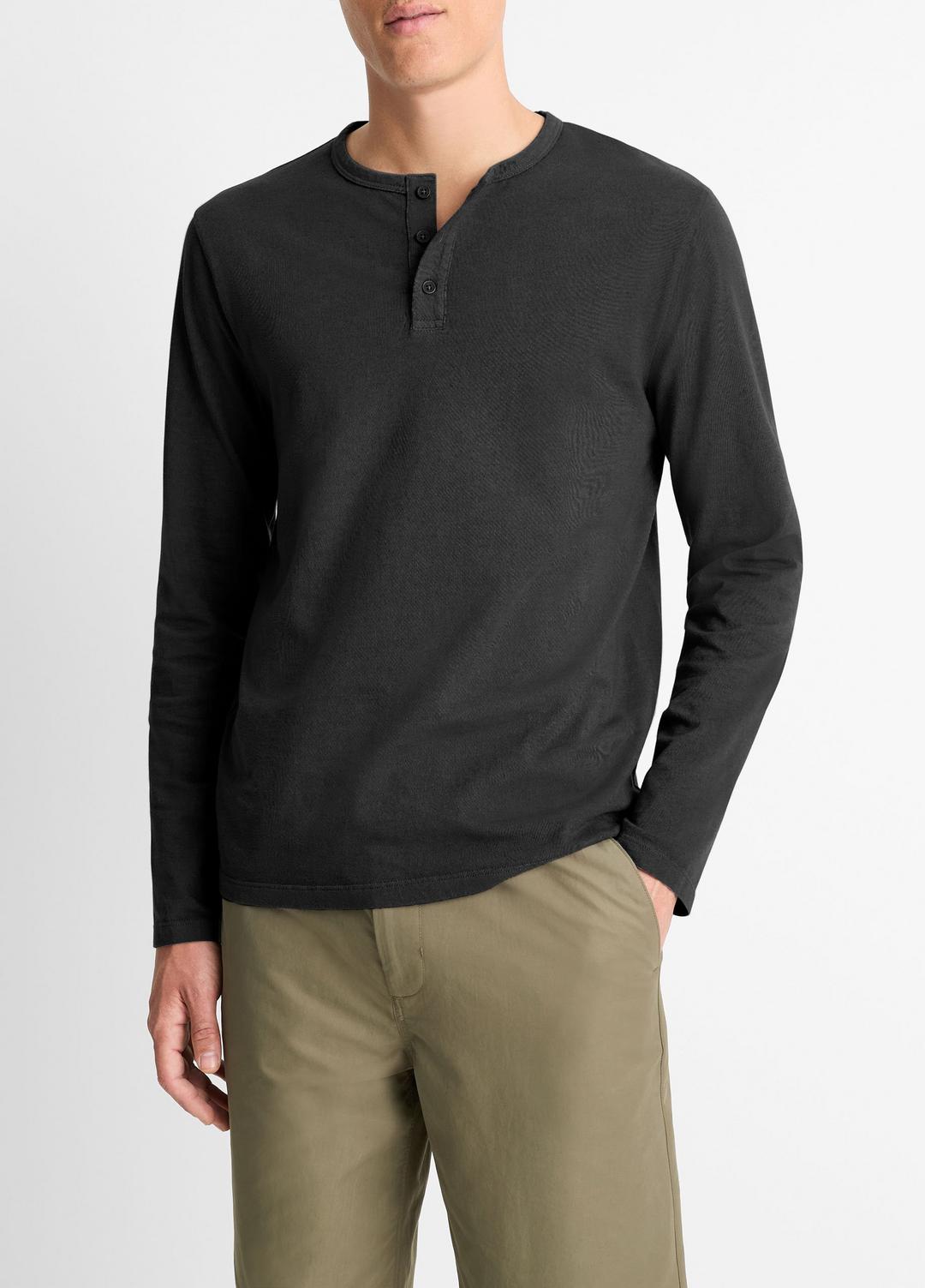 Garment Dye Cotton Long-Sleeve Henley in Henleys & Polos