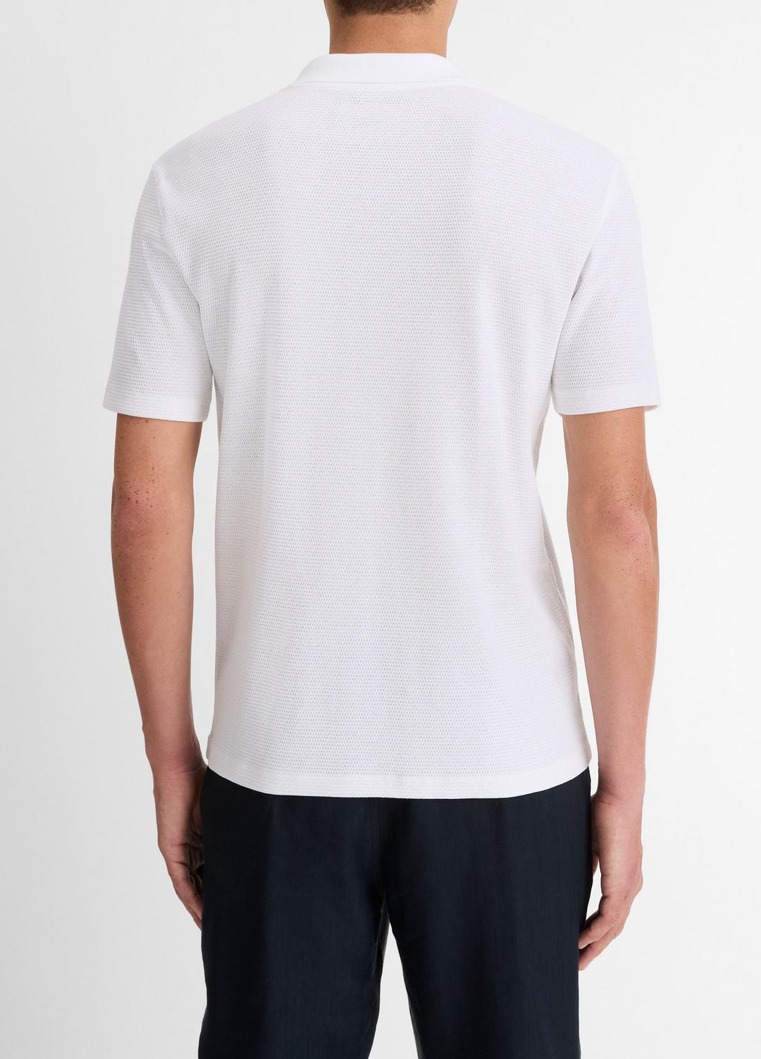 Cotton-Blend Johnny-Collar Polo Shirt in Short Sleeve