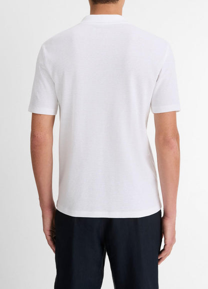 Cotton-Blend Johnny-Collar Polo Shirt in Short Sleeve