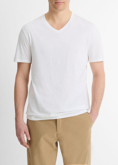 Pima Cotton V-Neck T-Shirt in Short Sleeve