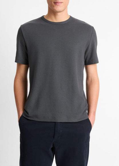 Pima Cotton Piqué Crew Neck T-Shirt in Short Sleeve