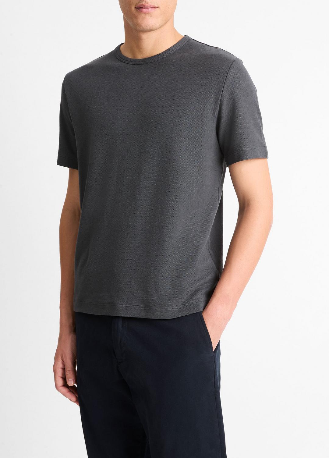Pima Cotton Piqué Crew Neck T-Shirt in Short Sleeve