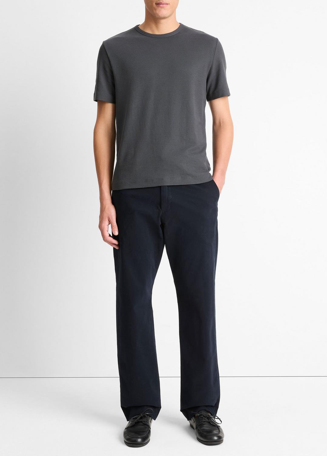 Pima Cotton Piqué Crew Neck T-Shirt in Short Sleeve