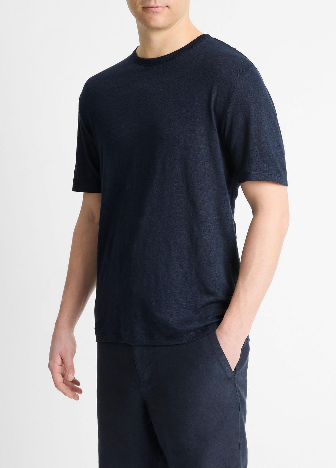 Linen Crew Neck T-Shirt in Short Sleeve