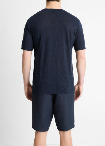 Linen Crew Neck T-Shirt in Short Sleeve
