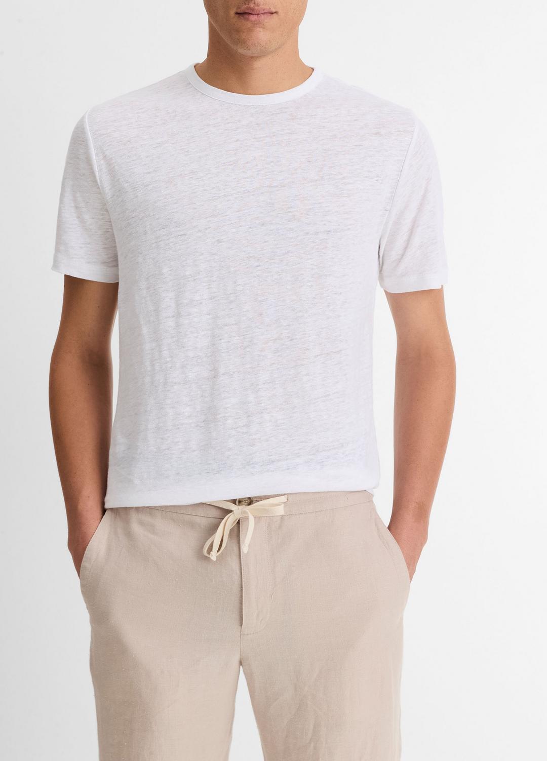 Linen Crew Neck T-Shirt in Short Sleeve