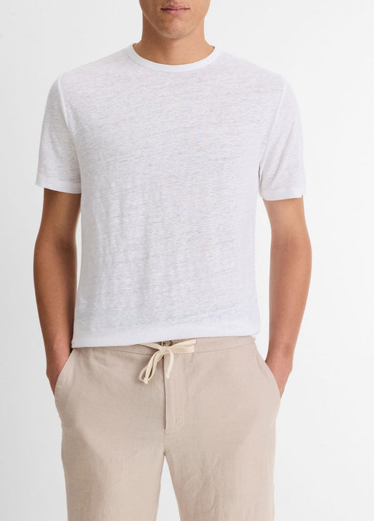 Linen Crew Neck T-Shirt in Short Sleeve