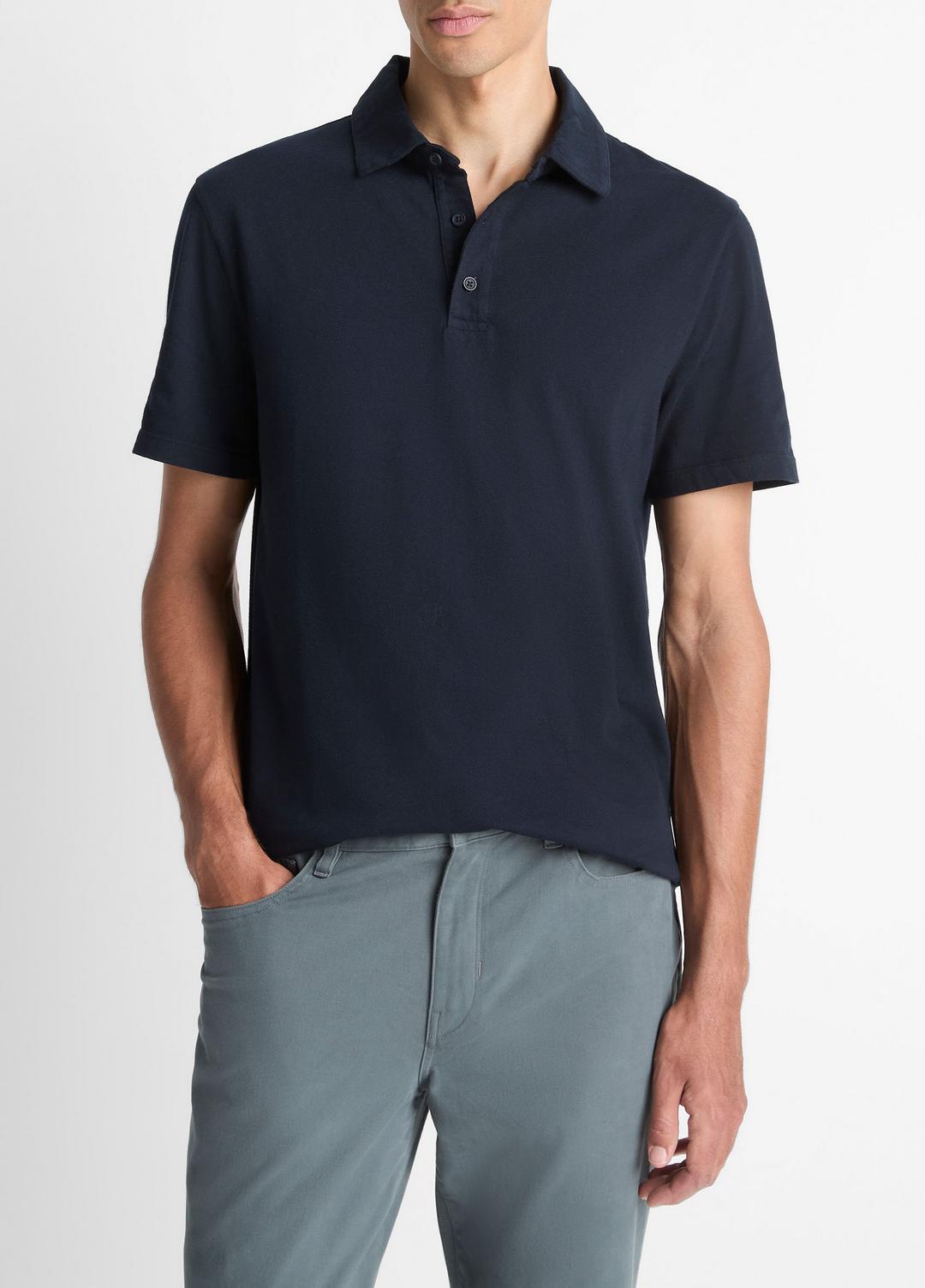 Garment Dye Cotton Polo Shirt in Henleys & Polos