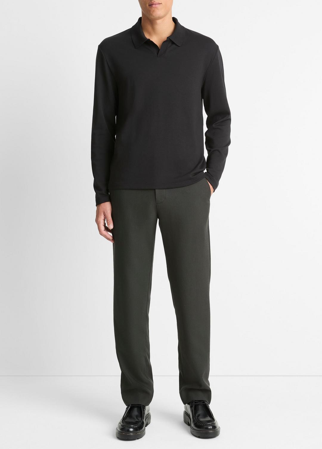 Milano Pima Cotton-Blend Johnny-Collar Shirt in Long Sleeve