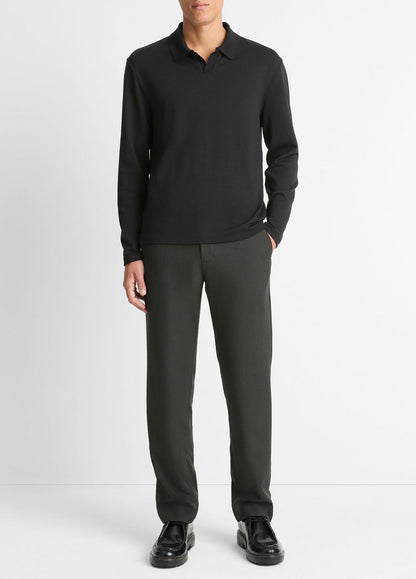 Milano Pima Cotton-Blend Johnny-Collar Shirt in Long Sleeve