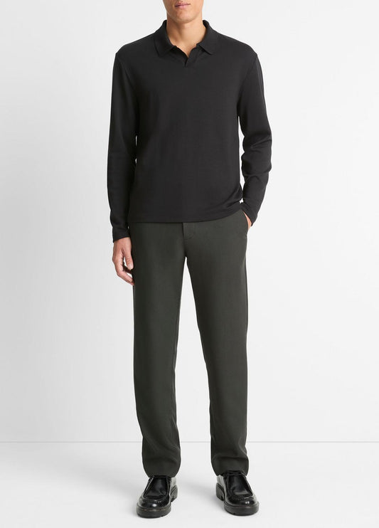 Milano Pima Cotton-Blend Johnny-Collar Shirt in Long Sleeve