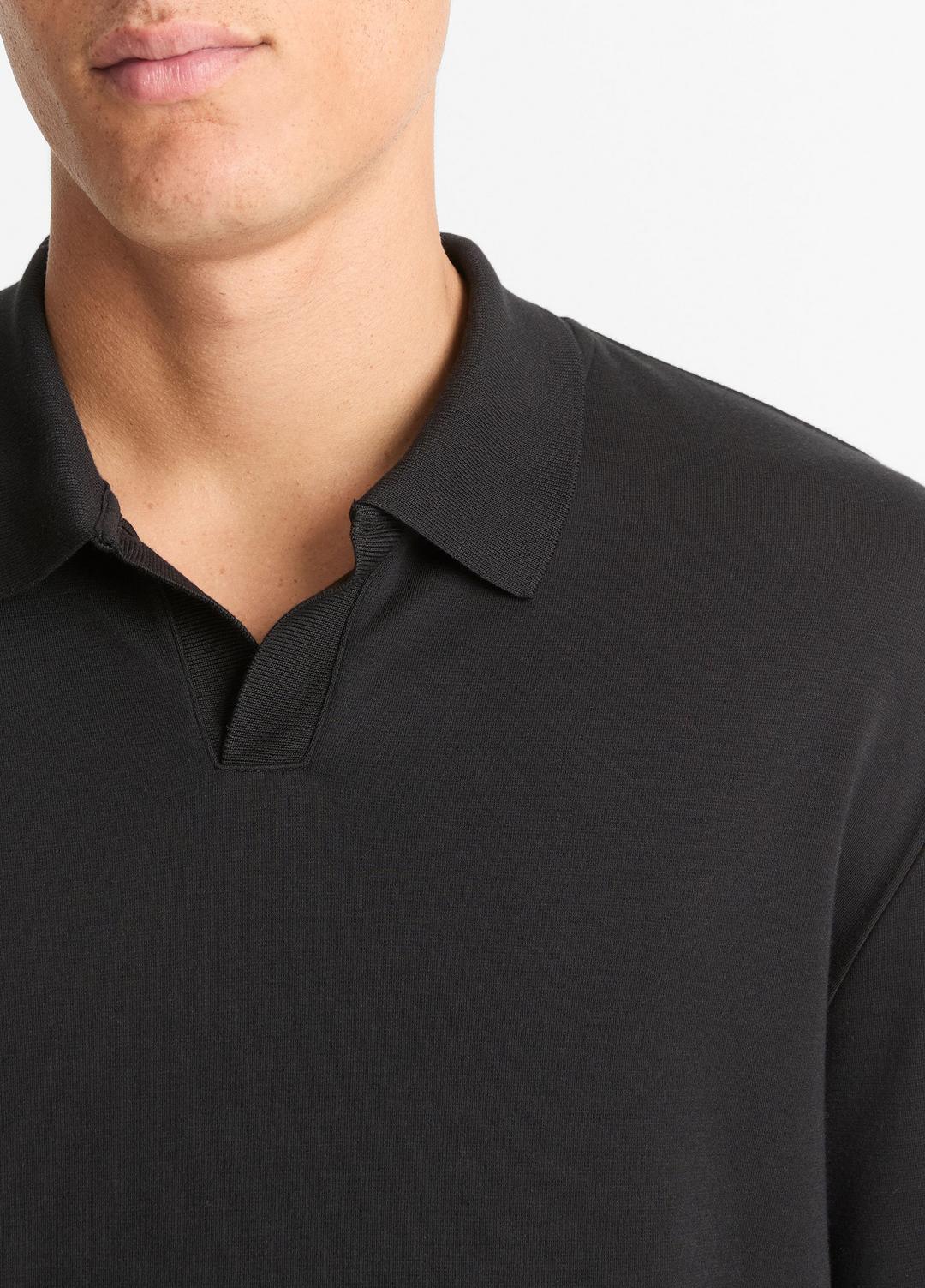 Milano Pima Cotton-Blend Johnny-Collar Shirt in Long Sleeve
